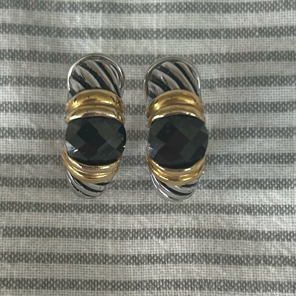 Vintage 2-tone Renaissance Revival Design Pierced Earrings